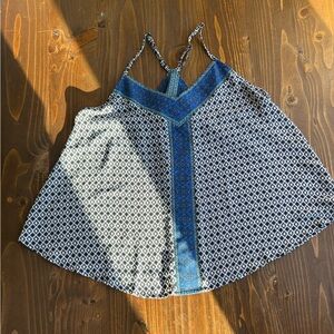 Maurices Navy and Cream Patterned Top